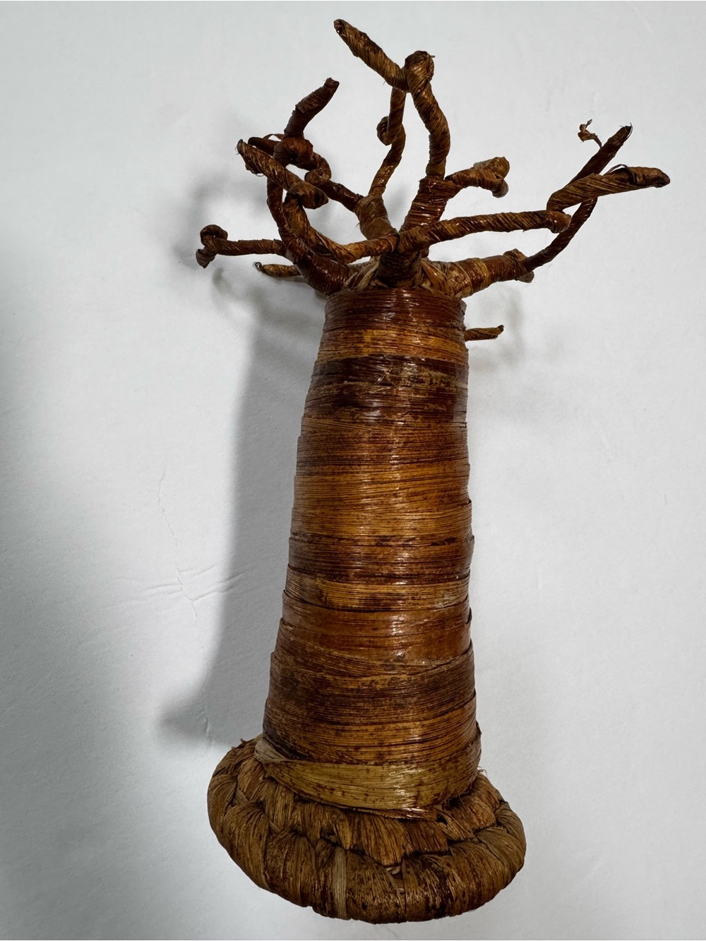 Tree Jewelry Stand or Nature Woven Fiber Decor Handmade in Uganda Brown Tan